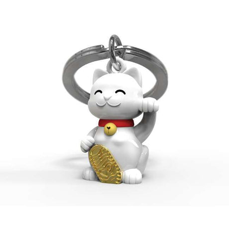 Metalmorphose Lucky Cat Keyholder - Charming Lucky Cat Metal Keychain for Good Fortune