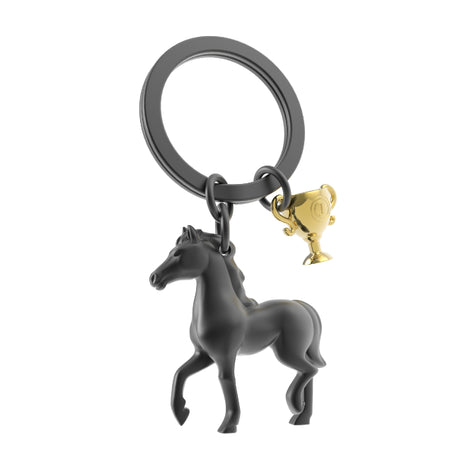 Metalmorphose Horse & Trophy Keyholder - Elegant Horse and Trophy Metal Keychain for Equestrian Fans
