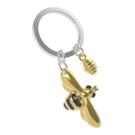 Metalmorphose Bee & Honey Keyholder - Cute Bee and Honeycomb Metal Keychain for Nature Lovers