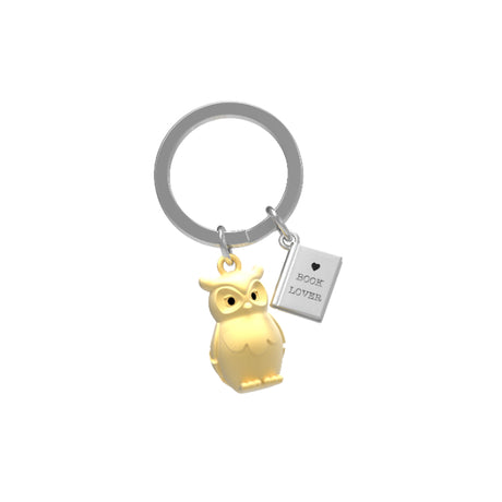 Metalmorphose Owl & Book Keyholder - Wise Owl and Book Metal Keychain for Book Lovers
