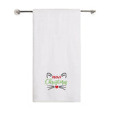 BYFT Embroidered For You Personalised Cotton Towel - Christmas - Meowy Christmas Cat Design High Quality Embroidery Perfect For Gifting