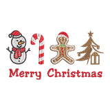 BYFT Embroidered For You Personalised Cotton Towel - Christmas - Merry Christmas Icons (Snowman + Candy Cane + Gingerbread + Tree) Design High Quality Embroidery Perfect For Gifting