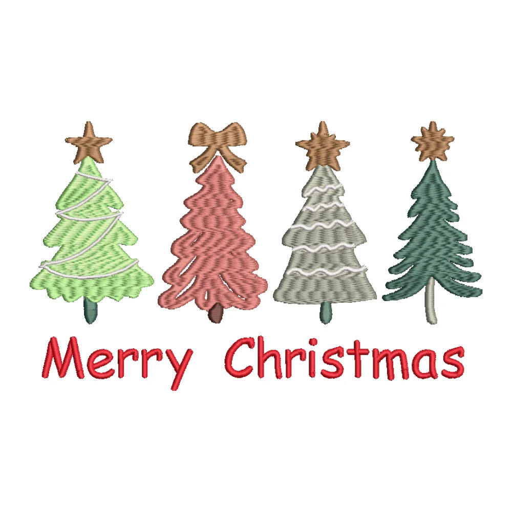 BYFT Embroidered For You Personalised Cotton Towel - Christmas - Merry Christmas Trees - 4 Styles- Design High Quality Embroidery Perfect For Gifting