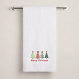 BYFT Embroidered For You Personalised Cotton Towel - Christmas - Merry Christmas Trees - 4 Styles- Design High Quality Embroidery Perfect For Gifting