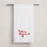 BYFT Embroidered For You Personalised Cotton Towel - Christmas - Merry Christmas with Snowflakes Design High Quality Embroidery Perfect For Gifting