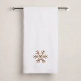 BYFT Embroidered For You Personalised Cotton Towel - Christmas - Minimal Snowflake Line Design High Quality Embroidery Perfect For Gifting
