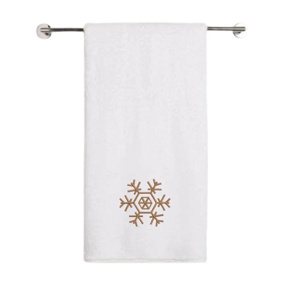 BYFT Embroidered For You Personalised Cotton Towel - Christmas - Minimal Snowflake Line Design High Quality Embroidery Perfect For Gifting
