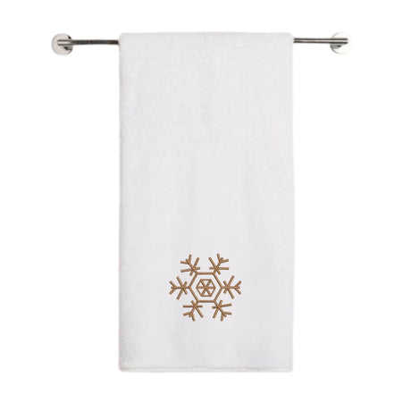 BYFT Embroidered For You Personalised Cotton Towel - Christmas - Minimal Snowflake Line Design High Quality Embroidery Perfect For Gifting