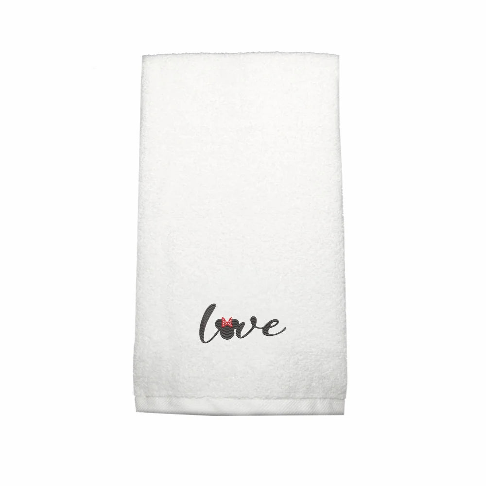 BYFT Embroidered For You Personalised Cotton Towel - Minnie Love Design High Quality Embroidery Perfect For Gifting