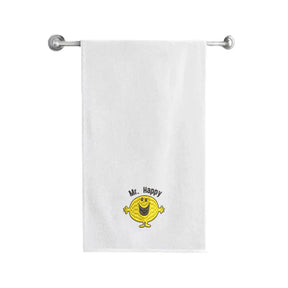 BYFT Embroidered For You Personalised Cotton Towel - Mr. Happy Design High Quality Embroidery Perfect For Gifting