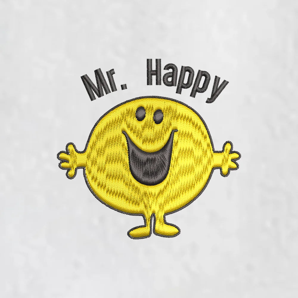 BYFT Embroidered For You Personalised Cotton Towel - Mr. Happy Design High Quality Embroidery Perfect For Gifting