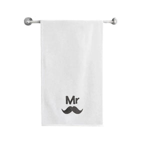 BYFT Embroidered For You Personalised Cotton Towel - Mr. Mushtache Design High Quality Embroidery Perfect For Gifting