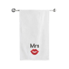 BYFT Embroidered For You Personalised Cotton Towel - Mrs. Lips Design High Quality Embroidery Perfect For Gifting