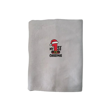 BYFT Embroidered For You Personalised Cotton Towel - Christmas - My 1st Christmas Design High Quality Embroidery Perfect For Gifting