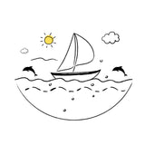 BYFT Nautical Adventure Tote Bag – “Ocean Dreams” Sailboat & Dolphin Printed Reusable Tote | Eco-Friendly Daily Carry Bag (Set of 1)