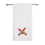 BYFT Embroidered For You Personalised Cotton Towel - Christmas - Peeking Reindeer Design High Quality Embroidery Perfect For Gifting