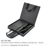 BYFT Premium Office Giftset with Ribbon Handle Box Elegant 3-in-1 Gift Set with Notebook, Metal Pen & Keychain - Beige Set of 01