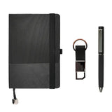 BYFT Premium Office Giftset with Ribbon Handle Box Elegant 3-in-1 Gift Set with Notebook, Metal Pen & Keychain - Beige Set of 01