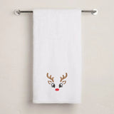 BYFT Embroidered For You Personalised Cotton Towel - Christmas - Reindeer Face Design High Quality Embroidery Perfect For Gifting