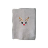 BYFT Embroidered For You Personalised Cotton Towel - Christmas - Reindeer Face Design High Quality Embroidery Perfect For Gifting