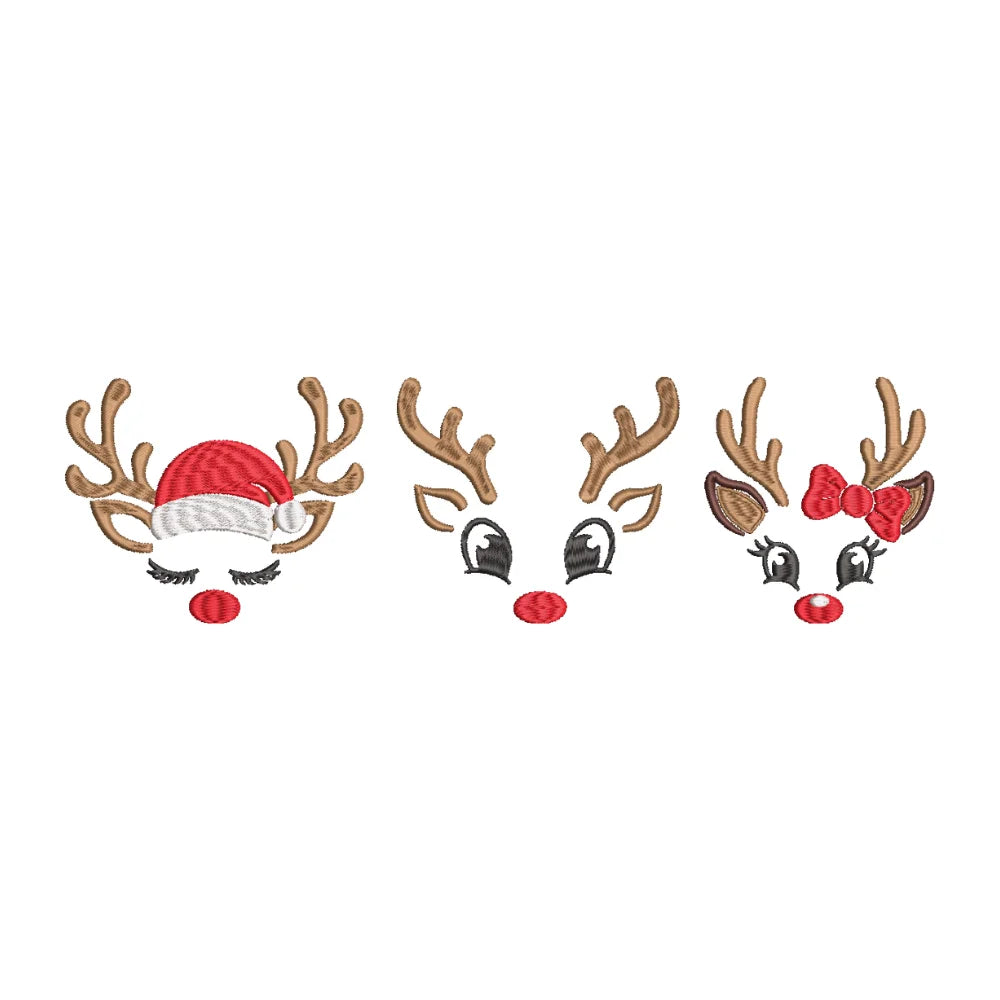 BYFT Embroidered For You Personalised Cotton Towel - Christmas - Reindeer Face Trio Design High Quality Embroidery Perfect For Gifting