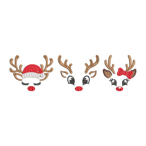 BYFT Embroidered For You Personalised Cotton Towel - Christmas - Reindeer Face Trio Design High Quality Embroidery Perfect For Gifting