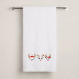 BYFT Embroidered For You Personalised Cotton Towel - Christmas - Reindeer Face Trio Design High Quality Embroidery Perfect For Gifting