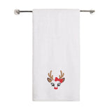 BYFT Embroidered For You Personalised Cotton Towel - Christmas - Reindeer Face with Bow Design High Quality Embroidery Perfect For Gifting