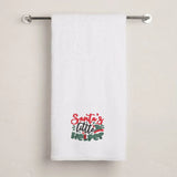 BYFT Embroidered For You Personalised Cotton Towel - Christmas - Santa’s Little Helper Design High Quality Embroidery Perfect For Gifting
