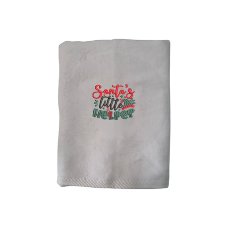BYFT Embroidered For You Personalised Cotton Towel - Christmas - Santa’s Little Helper Design High Quality Embroidery Perfect For Gifting