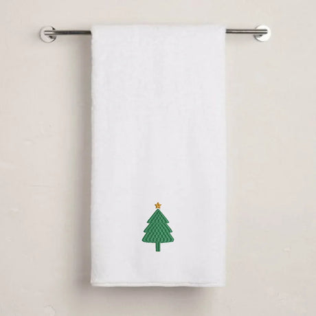 BYFT Embroidered For You Personalised Cotton Towel - Christmas - Simple Christmas Tree with Star Design High Quality Embroidery Perfect For Gifting
