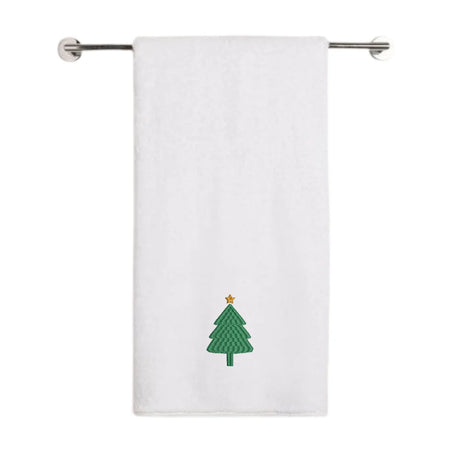 BYFT Embroidered For You Personalised Cotton Towel - Christmas - Simple Christmas Tree with Star Design High Quality Embroidery Perfect For Gifting