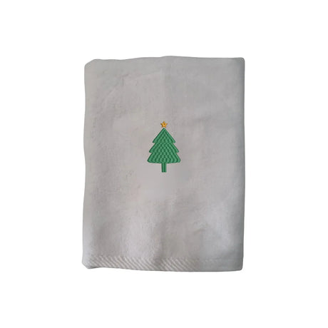 BYFT Embroidered For You Personalised Cotton Towel - Christmas - Simple Christmas Tree with Star Design High Quality Embroidery Perfect For Gifting