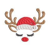 BYFT Embroidered For You Personalised Cotton Towel - Christmas - Sleeping Reindeer Face Design High Quality Embroidery Perfect For Gifting