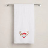 BYFT Embroidered For You Personalised Cotton Towel - Christmas - Sleeping Reindeer Face Design High Quality Embroidery Perfect For Gifting