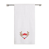 BYFT Embroidered For You Personalised Cotton Towel - Christmas - Sleeping Reindeer Face Design High Quality Embroidery Perfect For Gifting