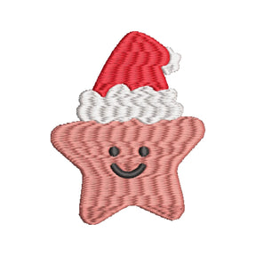 BYFT Embroidered For You Personalised Cotton Towel - Christmas - Smiling Christmas Star with Santa Hat Design High Quality Embroidery Perfect For Gifting