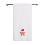 BYFT Embroidered For You Personalised Cotton Towel - Christmas - Smiling Christmas Star with Santa Hat Design High Quality Embroidery Perfect For Gifting