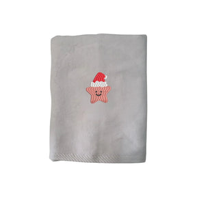 BYFT Embroidered For You Personalised Cotton Towel - Christmas - Smiling Christmas Star with Santa Hat Design High Quality Embroidery Perfect For Gifting