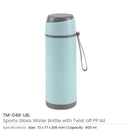 BYFT Sports Water Bottle Glass Interior 72 x 270 mm - 500 ml Set of 01