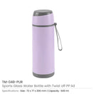 BYFT Sports Water Bottle Glass Interior 72 x 270 mm - 500 ml Set of 01
