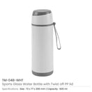 BYFT Sports Water Bottle Glass Interior 72 x 270 mm - 500 ml Set of 01
