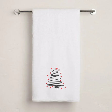 BYFT Embroidered For You Personalised Cotton Towel - Christmas - Starry Christmas Tree Design High Quality Embroidery Perfect For Gifting