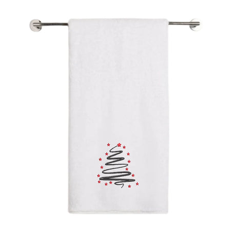 BYFT Embroidered For You Personalised Cotton Towel - Christmas - Starry Christmas Tree Design High Quality Embroidery Perfect For Gifting