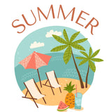 BYFT Tropical Beach Tote Bag – “SUMMER” Vacation Scene Printed Reusable Tote | Eco-Friendly Daily Carry Bag (Set of 1)