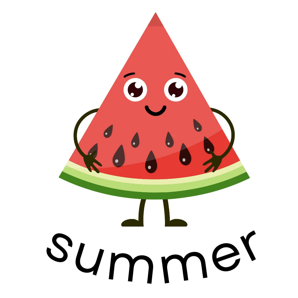 BYFT Happy Watermelon Slice Tote Bag – “Summer” Kawaii Fruit Character Reusable Tote | Eco-Friendly Daily Carry Bag (Set of 1)