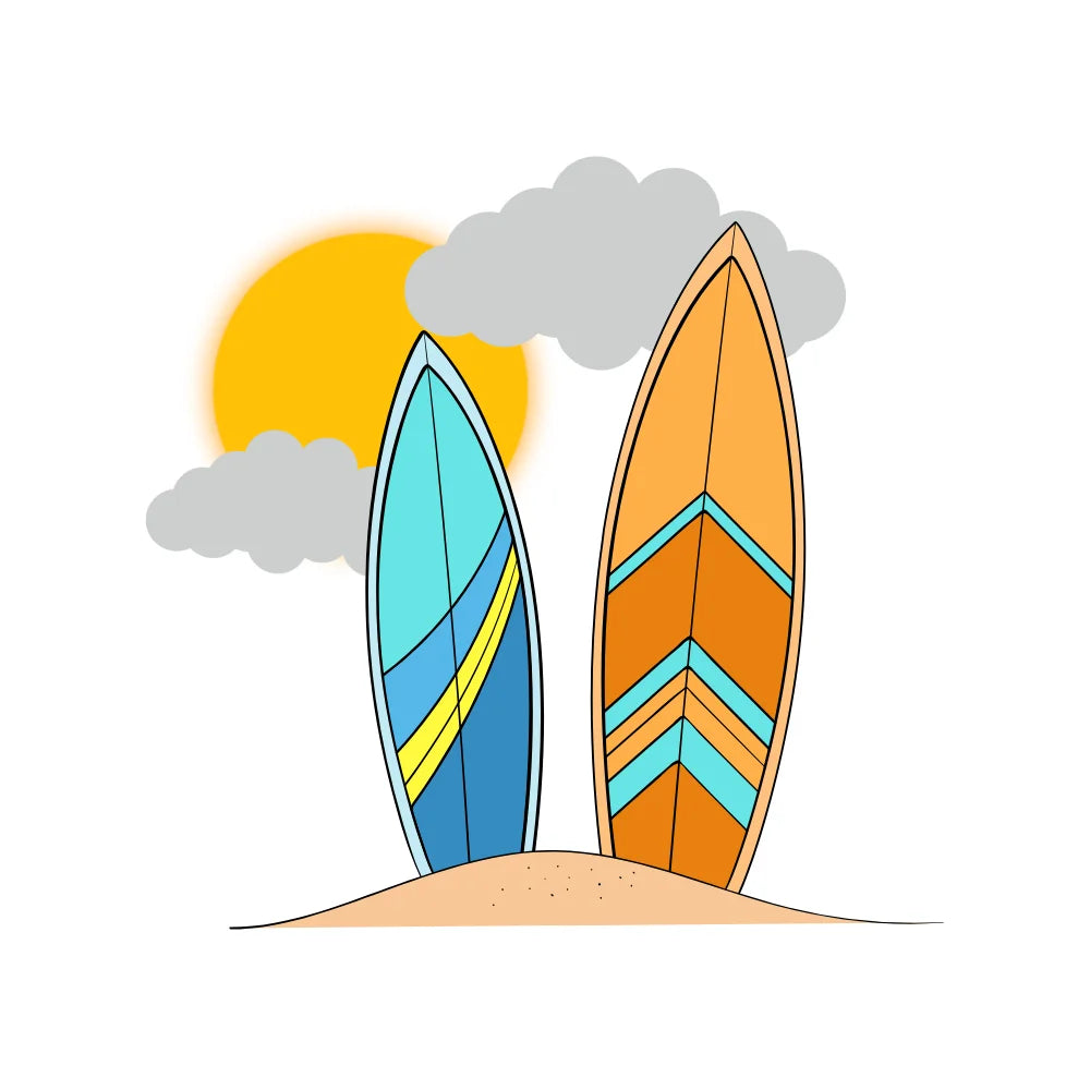 BYFT Tropical Surfboards Tote Bag – Retro Beach Vibes Printed Reusable Tote | Eco-Friendly Daily Carry Bag (Set of 1)