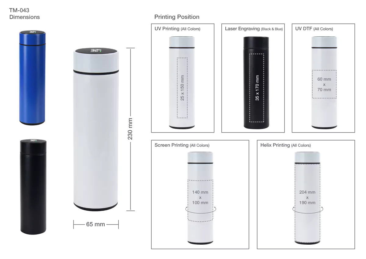 BYFT Smart Temprature LED Display Bottle 500 Ml Set of 01