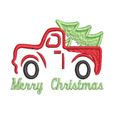 BYFT Embroidered For You Personalised Cotton Towel - Christmas - Vintage Christmas Truck with Tree Design High Quality Embroidery Perfect For Gifting