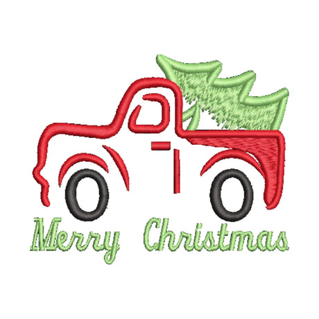 BYFT Embroidered For You Personalised Cotton Towel - Christmas - Vintage Christmas Truck with Tree Design High Quality Embroidery Perfect For Gifting